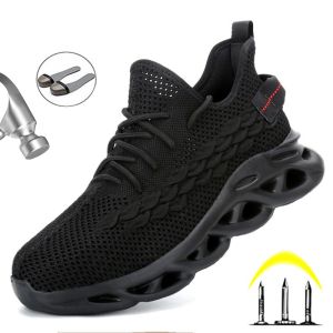 Safety Shoes Men Work Sneakers Male Indestructible Work Boots Men Steel Toe Shoes Lightweight Men Shoes Work Puncture-Proof Boot