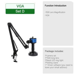 HDMI Digital Microscope 4K 1080P HDMI USB for Electronics VGA Microscope Camera With 150X Zoom Lens Cantilever Support For Repair