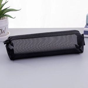HTF Simple Transparent Mesh Pencil Case Pen Bag High Capacity