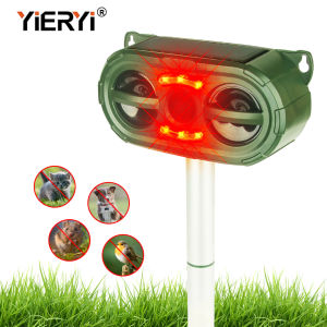 Yieryi 360° Solar Ultrasonic Animal Repeller – Motion Sensor Pest Control for Garden Farm & Yard