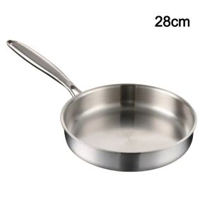 BESTOUR Non-Stick Frying Pan Thickened Fast Heating Saute Pan Multifunctional 316L Stainless Steel Boiling Steak Pan for Gas Stove Induction Cooker
