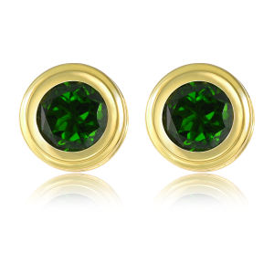 Lohaspie Jewelry Pure Solid Sterling Silver 925 Stud Earring Original Natural Aquamarine Chrome Diopside Stud Earring Aquamarine Blue Stud Earrings Aquamarine Earring For Women