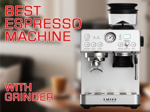 Lahome Espresso Coffee Maker Machine Semi-Automatic Coffee Maker Built-in Grinder & Milk Steam Wand Cold / Hot Brew 20 Bar 58mm Portafilter 2L Water Tank Auto Descaling Heavy Duty For Home & Office Stainless Steel
