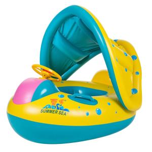 Swimming Pool Float with Removable Canopy Sun Protection Inflatable Floatie for Baby Toddler Kids Aged 9-36 Months