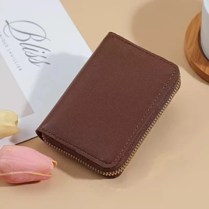 Business Card Holder Wallet ID Credit Card Case PU Leather Cardholder Portable Wallet Zipper Wallet Card Case