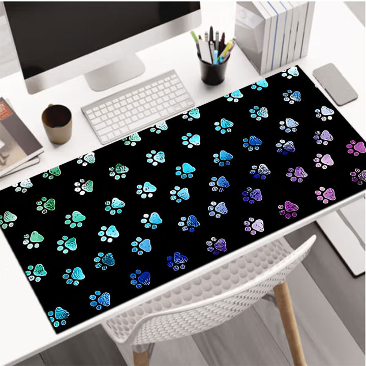 Puppy Paw Prints Flowers Large Mouse Pad computer mat Desk Mat keyboard ...