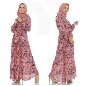 Gamis Rayon Motif Akar Terbaru & Kekinian 3268# Fit Size L s/d XXL (LD100-110cm)