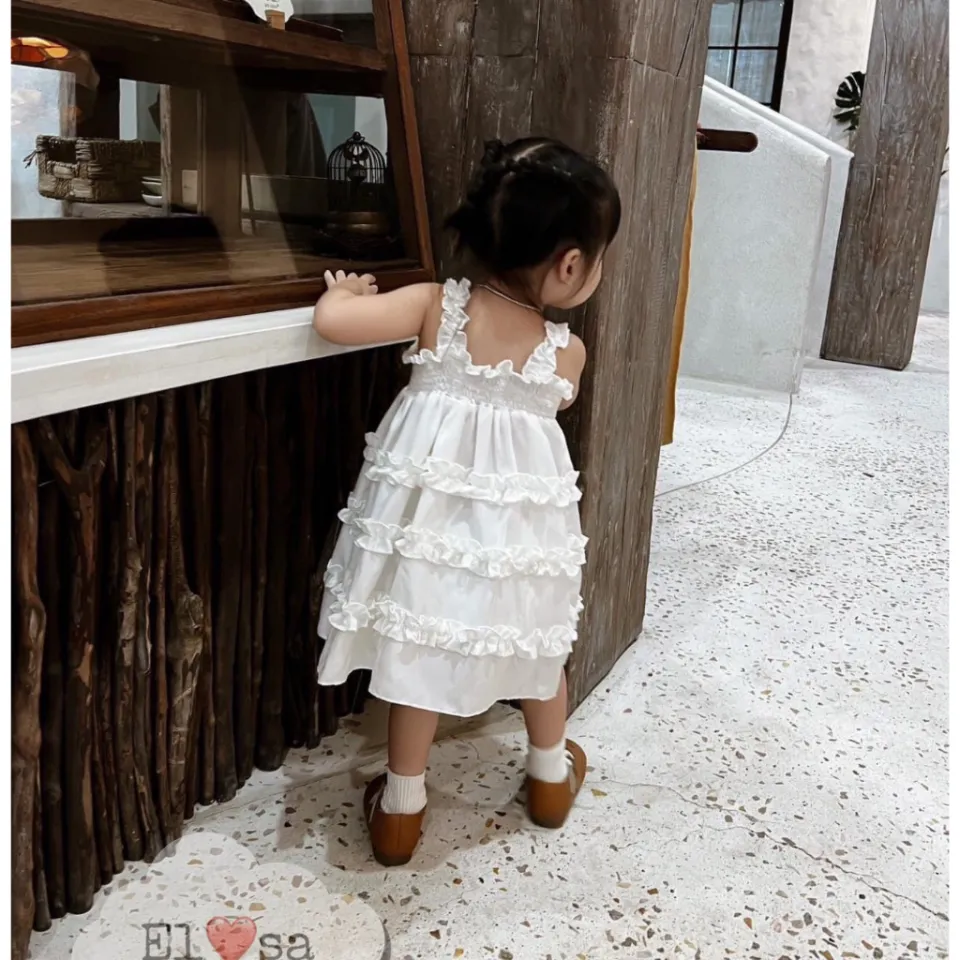 Váy đi biển cho bé gái DINOKING Váy maxi bé gái phong cách Hàn Quốc Đầm 2  dây dáng dài trẻ em 3 - 9 tuổi VA33 | Lazada.vn