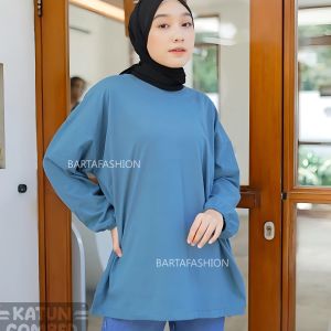 Kaos Menyusui Ruffle Top Oversize Blouse Kaos Busui Bukaan Kanan Kiri Katun Combed