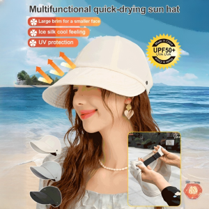New Hollow Top Sun Hat for Women Summer Anti-Ultraviolet Enlarged Brim Cycling Sun Hat Black Ice Silk Sun Hat空顶速干遮阳帽