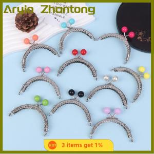 Aryio กระเป๋าเงินโลหะสีลูกกวาดมีกรอบล็อครอยจูบกระเป๋าถือกรอบแบบมีตะขอเกี่ยวกระเป๋ากระเป๋ากรอบล็อคแบบหนีบ