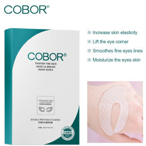 COBOR 14pieces/box Double Protein Collagen Eye Mask Anti-Aging Whitening Moisturizing Reduce Fine Lines And Wrinkles Improve Dullness Dark Circles Refresh Hydrate Lift Tighten Eye Patches