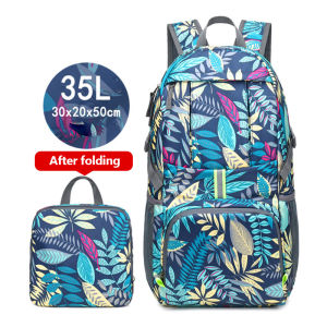 35L Foldable Waterproof Backpack Lightweight Outdoor Storage Rucksack Print Solid Camping Mountaineering Travel Backpacks XA314Q