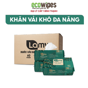 KHO BÌNH THẠNH_Thùng 24 gói khăn vải khô đa năng Lamy gói 60 tờ dùng thay khăn mặt tiện lợi