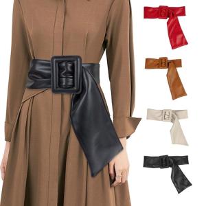 Women Corset PU Leather Girdle Underbust Bustier Body Slimming Waist Adjustable Smooth Buckle Wide Belts Dress Girdle