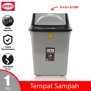 SHINPO Tempat Sampah Plastik Dengan Tutup Classy Trash Bin Kotak Sampah SPO-SIP-820M Abu - Abu