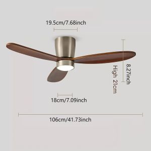 Recessed Mount 6-Speed Low Profile Reversible DC Motor 42-Inch Clover Wooden Ceiling Fan with Light for Energy-Efficient Indoor Use