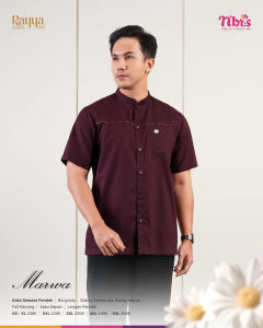 Nibras Sarimbit Marwa Baju Koko Pria Lengan Pendek Grey Light Taupe Burgundy Lebaran 2025