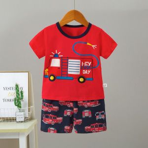 XUXIN Baby & Kids Cotton Fire Engine Sleepwear Set for Boys - Summer T-Shirt and Shorts