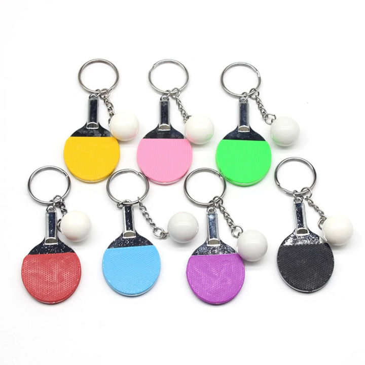 SUHUA for Boys Mini Badminton Bowling 7 Color Pendant Table Tennis Racket Ping Pong Key Ring Table Tennis Keychain Sports Keyring