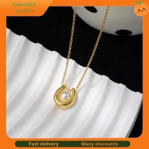 ❣️❣️❣️ Stainless Steel New Charm U-shape Pearl Pendant Necklace Earrings For Women Bride Chokers Non-fading Jewelry Gift