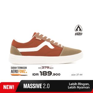 Aerostreet 37-44 Massive Low 2.0 Natural Merah Bata Coklat - Sepatu Sneakers Casual
