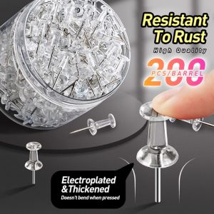 200Pc/box Thumb Thumbtack Push Pins Transparent Rose Gold Board Pins Drawing Photo Wall Studs for School Office & DIY