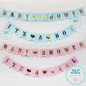 Baby Shower Its A Boy Its A Girl Banner Bunting Fish Tail Design Blue Color Pink Color For Baby Shower Party Decoration