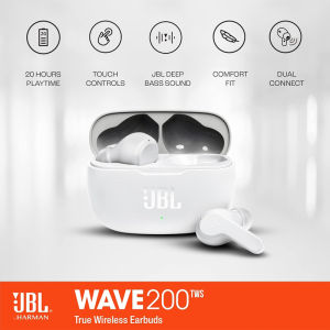 JB_L Wave 200 TWS In-Ear Wireless Headphones Bluetooth headphones with Deep Bass Sound And IPX2 Waterproof Earbuds