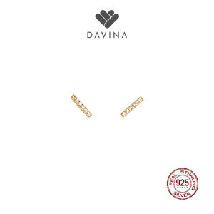 DAVINA Ladies Linee Earrings Gold Color Sterling Silver 925 - Anting Wanita Perak S925 Tusuk