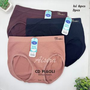 6pcs 3pcs Celana Dalam Piaoli Wanita Dewasa Polos Bahan Katun / CD Daleman Cewek Dewasa Perempuan