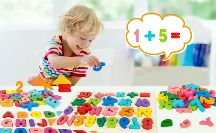 DLMA ABC Alphabet Digital Puzzle Wooden Toys Kid Number Letter shape ...
