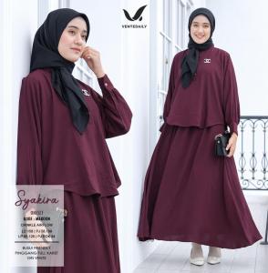 Baju Atasan Tunik Shibori Bawahan Rok Mayung Syakira One Set Bahan Linen Cordoba Outfit Remaja