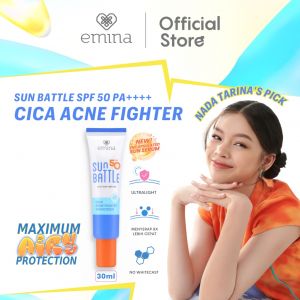 [NEW! MUST HAVE] Emina Sun Battle Spf 50 Pa++++ Cica Acne Fighter Sunscreen 30ml