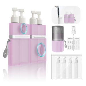 YOTIME 4in1 Travel Dispenser Bottle TSA Approved Travel Size Containers TSA Approved Vacuum Suction for Smooth Walls Leak-Proof Ideal for Hotel Gym Camping Gray