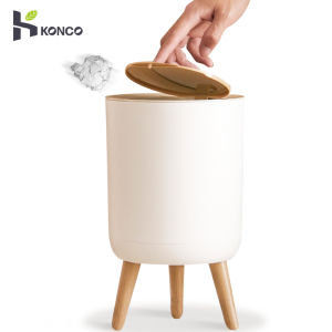 Konco 7L Japanese style Trash can round press type garbage bin Kitchen bathroom Recycling Bin Living room Waste Bin with Bracket