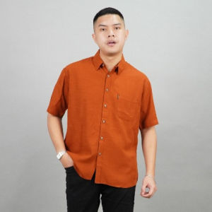 Kemeja Polos Jarvis Lengan Pendek Baju Kemeja Pria Sage Terracotta Hitam Putih