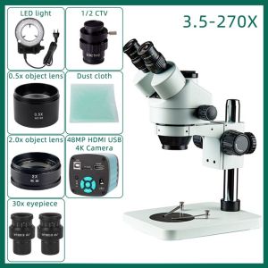 Trinocular Industrial Microscope Video Microscope 7X-45X Industrial Microscope + LED Ring Light + 10X/20X Viewfinder and Video Microscope for Mobile Phone Repair Ancient Restoration
