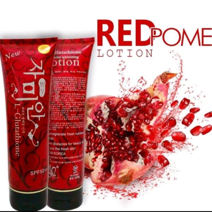 M'Sia Ready Stock L-Glutathione ''RED POMEGRANATE ''Fresh Nutrition Facial & Body Moist Whitening Milk Lotion SPF50++ 300g (RED)