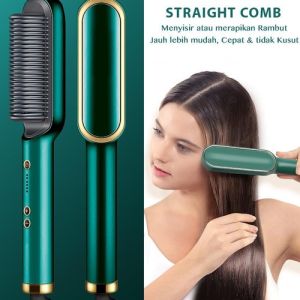 COD FREE ONGKIR Catokan Sisir listrik Pelurus Rambut Straigh Comb wanita anti kusut Catokan Rambut smoothing ori tahan lama 2 in 1
