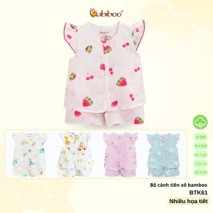 Đồ bộ bé gái Babiboo bộ sát nách nách tiên vải xô tre mềm mát xinh xắn BTK61 ( Họa tiết ngãu nhiên)