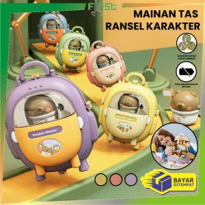 FH-M321 Mainan Edukasi Anak Bear Backpack 2IN1 Pretend Play Kitchen Set / Mainan Tas Ransel Anak Karakrer Beruang Beauty Colorclay / Simulasi Mainan Masak Masakan Dapur Anak Import