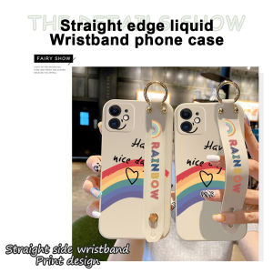 Ốp Điện Thoại Cho Samsung Galaxy A02 Samsung M02 (Có Dây Đeo Cổ Tay) Ốp Điện Thoại Rainbow Smile Girls Ốp Silicon Lỏng Viền Vuông Ốp Bảo Vệ Chống Sốc Cho Máy Ảnh