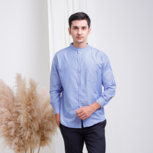 Kemeja Koko Dewasa Premium Senshukei / Kemeja Koko Dewasa Lengan Panjang Motif Salur