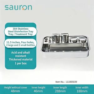Stainless Steel Medical Tray Surgical Instrument Tray Dental Instruments Holder Organizer 201 Steel with 3/4 Bottles for Dental Clinic Lab Tools Storage