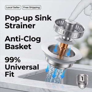 Rust Resistant Kitchen Sink Plug (75–87mm)Pop Up Sink Filter with Brass Core & Anti Clogging Strainer