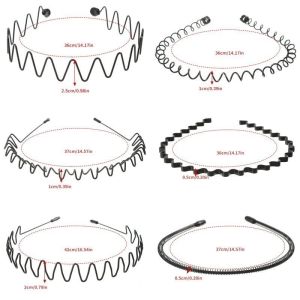 6PCS Korean Metal Hair Band Wave Hoop Comb Invisible Sports Headband for Men Women Black COD
