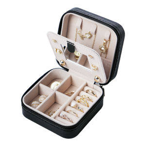 EmmAmy® PU Leather Jewelry Box Jewellery Storage Box Necklace Ring Earrings Storage Box With Mirror Jewel Case Jewelry Organizer