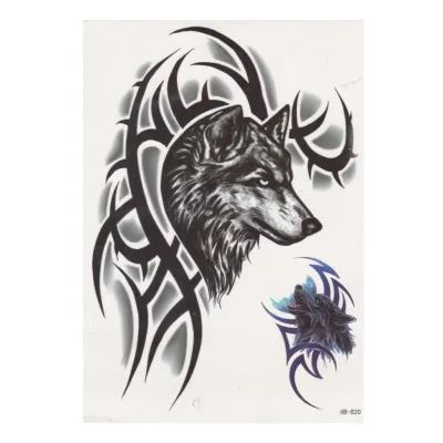 Tatto Temporarry Tato temporer Tatto palsu Tahan air lama anti air motif kepala serigala HB - 820