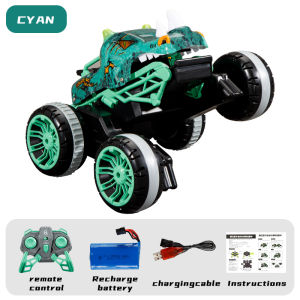 Stunt Rhinoceros Remote Control Car Childrens Dinosaur Remote Control Monster Truck 2.4GHz Remote Control Stunt Car Toy with Lights and Sound Indoor and Outdoor All Terrain Electric Boys Birthday Gift